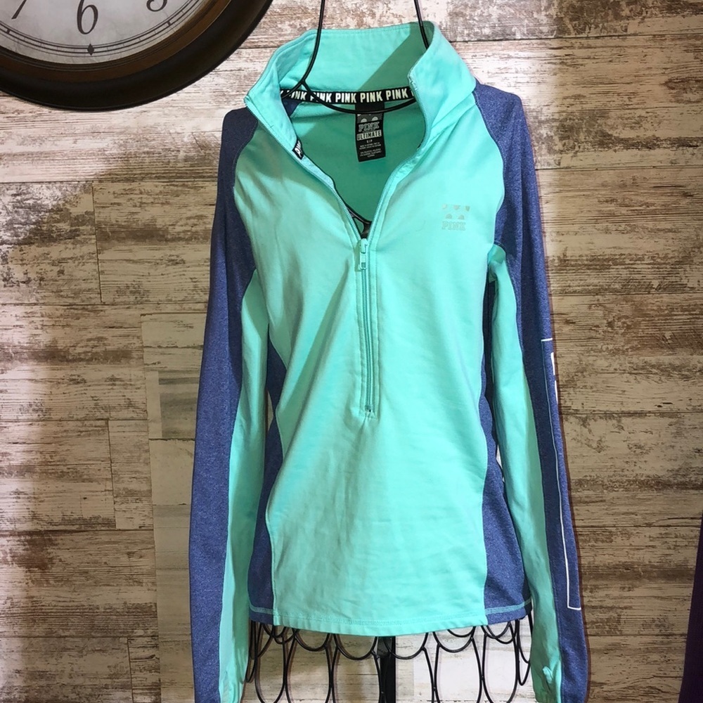 Victoria's Secret Pink Quarter Zip Pullover Sweatshirt Athletic Top Y2K 2000 sm‌